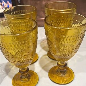 Adeline Pioneer Woman Amber Goblet Set of 4